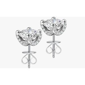 New~Genuine Moissanite Diamond 2Ct. Rose Cut Halo Design Stud Earrings~925SS